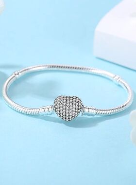 Original  Sterling Silver Bracelets Bangles Love Heart Clip