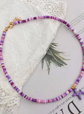 KoreanDog Design Necklace Trendy Colorful Polymer Clay Beads