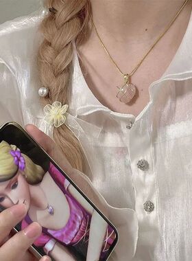 Fashion Cartoon Princess Heart Pendant Necklace Twine with M