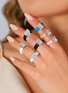 Women's Silicone Ring with Large Rectangle CZ Stone, Rose Go