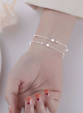 925 Sterling Silver Star Beaded Bracelets For Women Original