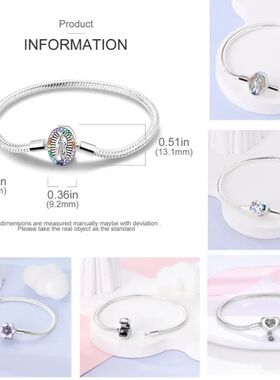 Silver 925 Bracelet Original Bracelets Colorful Zircon Heart