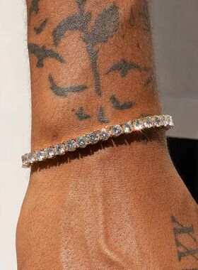 Crystal Tennis Bracelet Hip Hop Bracelet for Men Homme Trend