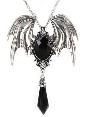 New Goth Halloween Necklace Blue Crystal Vampire Bat Pendant