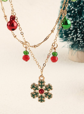 Delicate Colorful Bells Crystal Christmas Tree Pendant Neckl