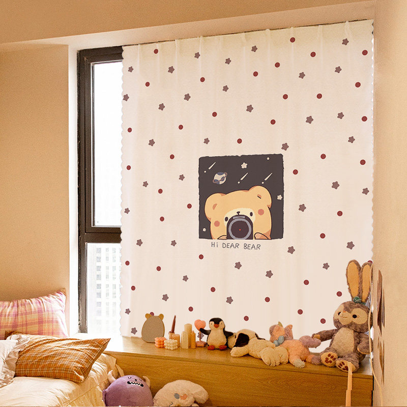 可爱美乐蒂成品窗帘免打孔出租房宿舍卧室半遮光门帘隔断帘窗帘布,淘宝优惠券,粉丝福利购,淘宝优惠卷