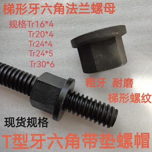 梯形牙螺母外六角粗牙螺帽六角螺帽Tr16T20T24*4T25T30*6T40T60*8 - 图1