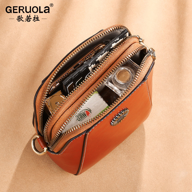 斜跨2022新款秋季真皮休闲手机包包 歌若拉箱包女士包袋