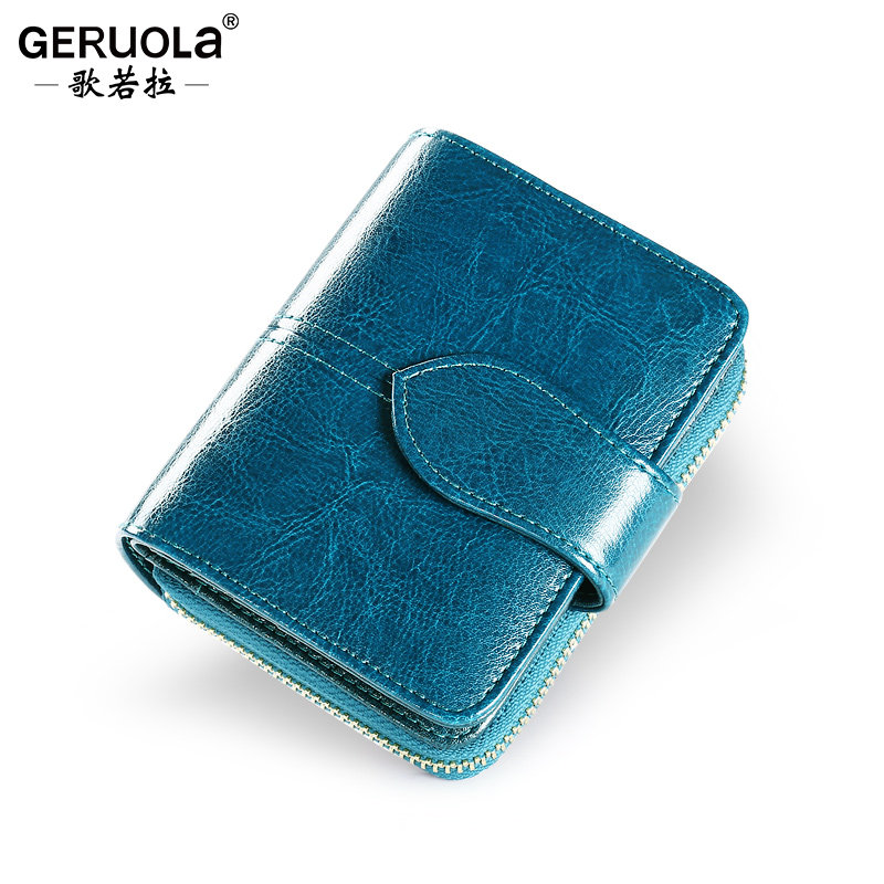 女真皮短款一体卡包多功能牛皮钱夹 歌若拉箱包钱包