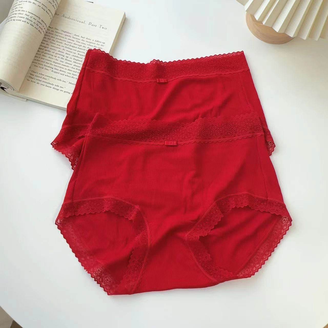 小兰裙本命年结婚大红螺纹棉透气中腰包臀三角内裤短裤女士3099,淘宝优惠券,粉丝福利购,淘宝优惠卷
