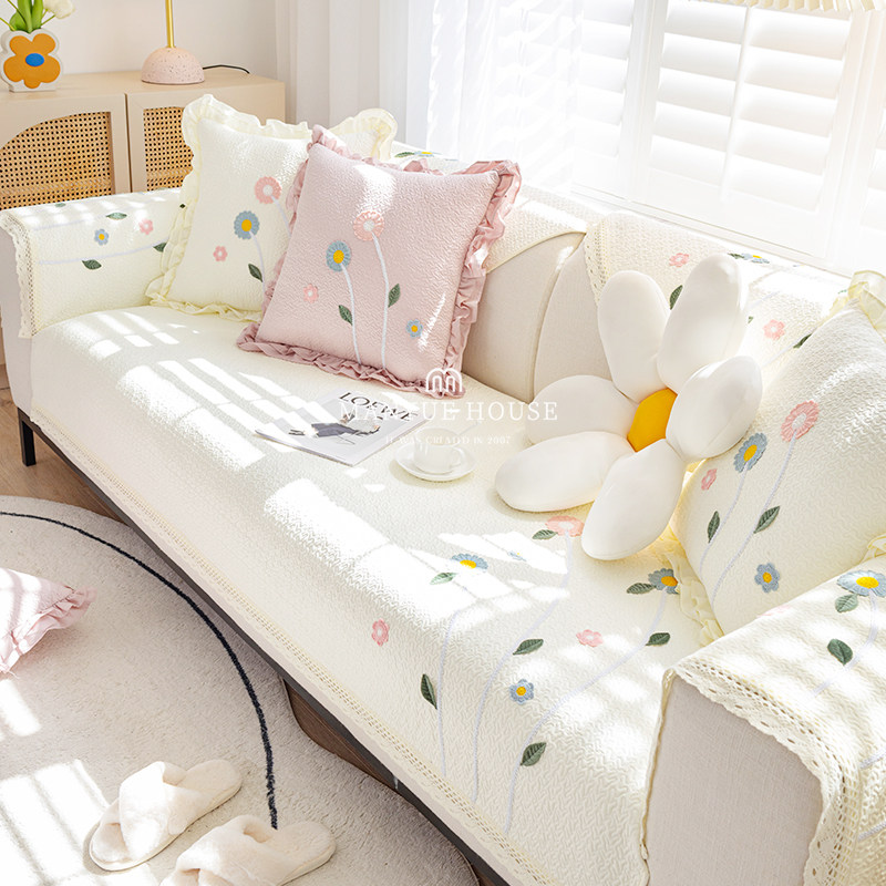 蔓越家 小清新全棉水洗棉沙发垫防滑纯棉沙发套罩靠背巾四季通用,淘宝优惠券,粉丝福利购,淘宝优惠卷