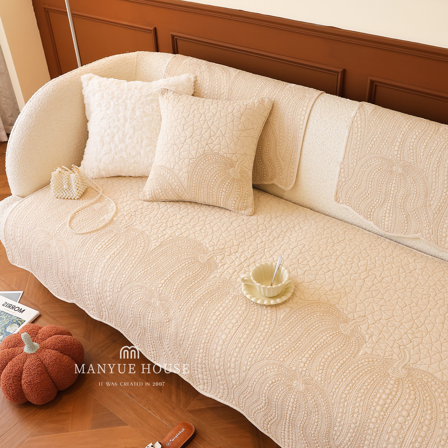 蔓越家 万圣南瓜 全棉沙发垫四季通用防滑坐垫沙发套罩巾垫子机洗,淘宝优惠券,粉丝福利购,淘宝优惠卷