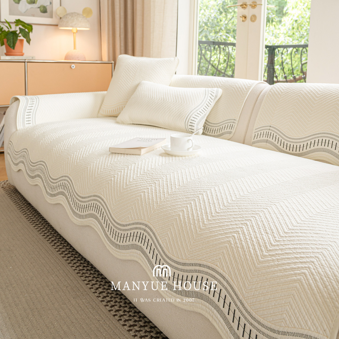 蔓越家 纯棉水洗棉 全棉绣花沙发垫盖巾沙发套罩靠背巾坐垫盖布,淘宝优惠券,粉丝福利购,淘宝优惠卷