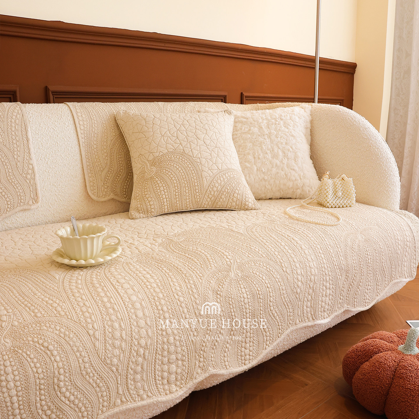 蔓越家 万圣南瓜 全棉沙发垫四季通用防滑坐垫沙发套罩巾垫子机洗,淘宝优惠券,粉丝福利购,淘宝优惠卷