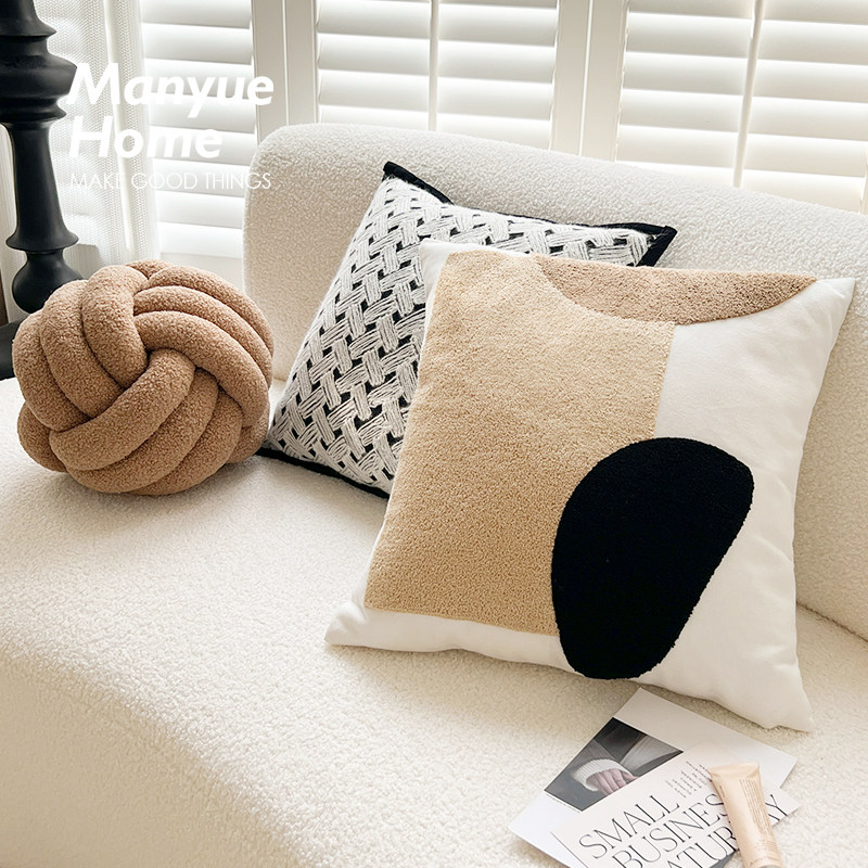 蔓越家北欧满绣抱枕靠垫泡芙球卧室床头抱枕套腰枕靠背靠枕不含芯,淘宝优惠券,粉丝福利购,淘宝优惠卷