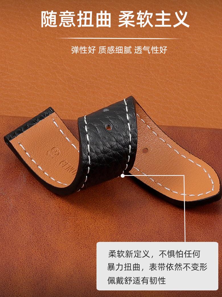 绿色手表带真皮男女适配劳力士精工飞亚达dw阿玛尼小绿表ob天梭 - 图3