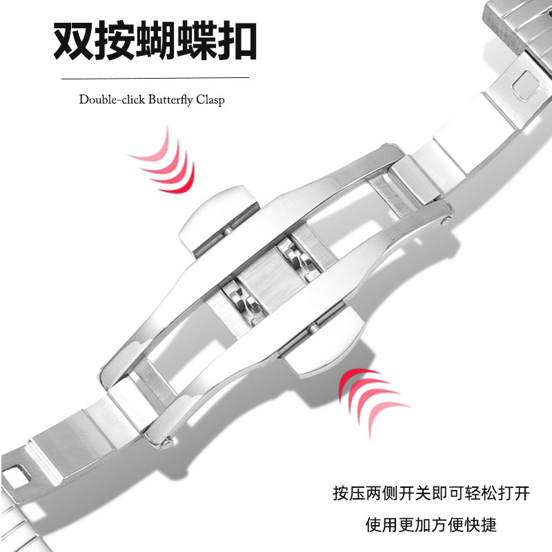 适配阿玛尼手表带钢带男AR1981/11238/1648/60008/1828黑色钢表链 - 图1