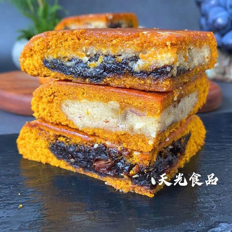 荞三香云南特产老牌子陆良天光大乔饼传统伍仁豆沙荞麦粑粑大月饼