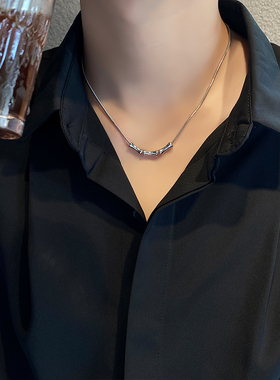 男士竹节项链锁骨链钛钢不掉色