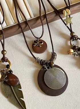 复古蝴蝶长款项链女秋冬新中式民族风古着中古国风古风毛衣链配饰