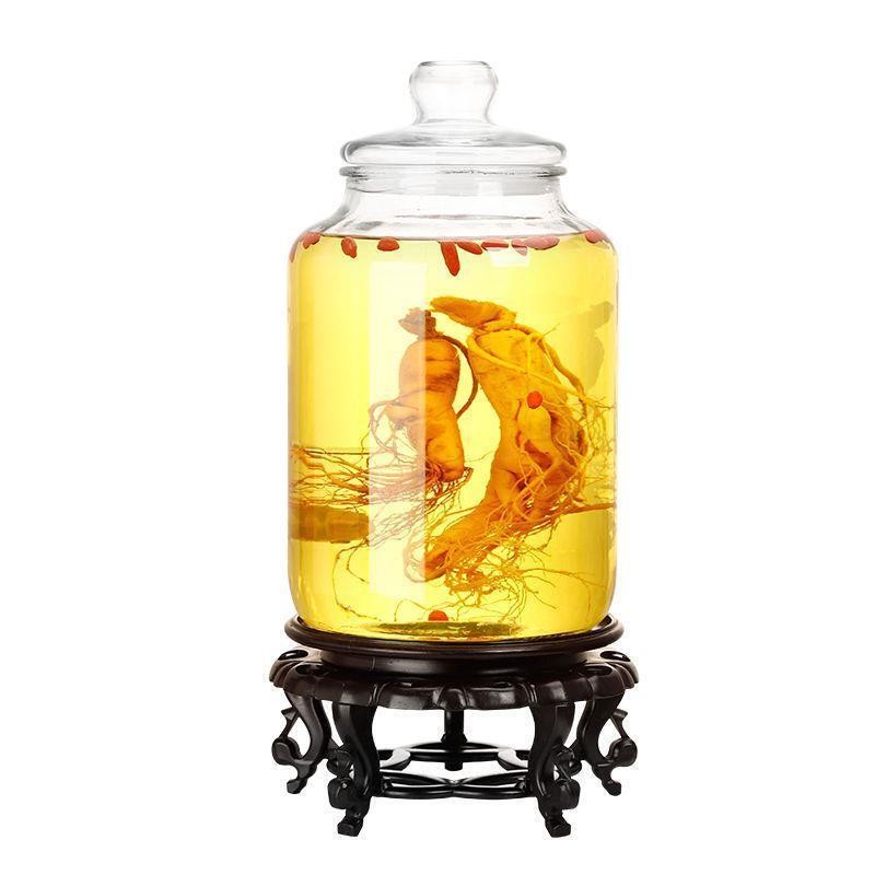 Lead-free thickened wine jar glass wine bottle household wide mouth ginseng wine bottle enzyme juice tank with faucet