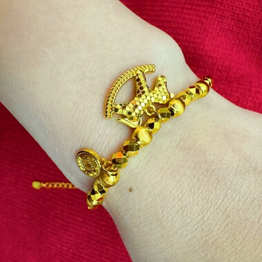 马上有钱本命年沙金转运手链女