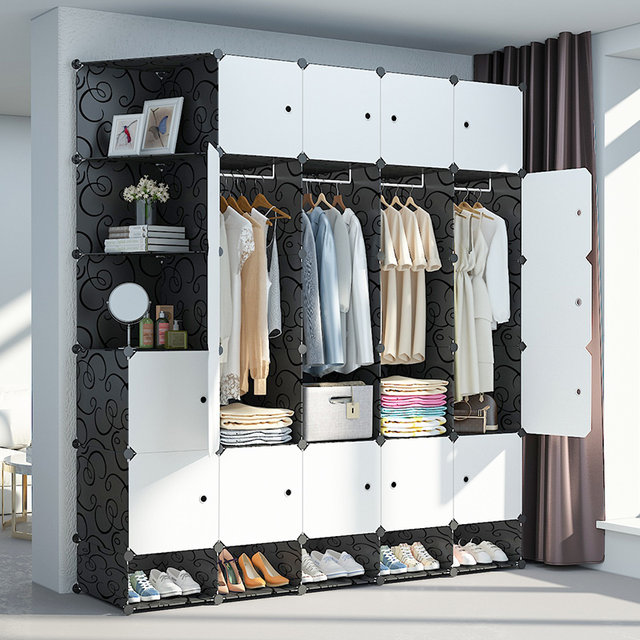 Simple Fabric Wardrobe Hanging Clothes Storage Cabinet Reinforced Thick Steel Pipe Plastic Assembly Dormitory Artifact Folding Storage Cabinet
