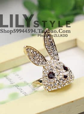 超闪满钻水晶镶嵌金色戒指特价