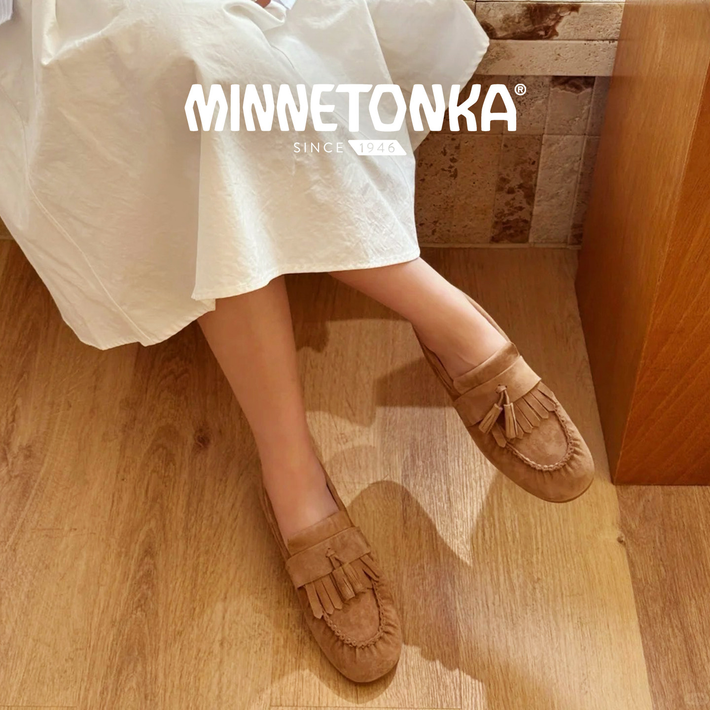 MINNETONKA/迷你唐卡复古老钱风羊皮女士流苏乐福鞋2026秋季新款 鞋越实拍商品图