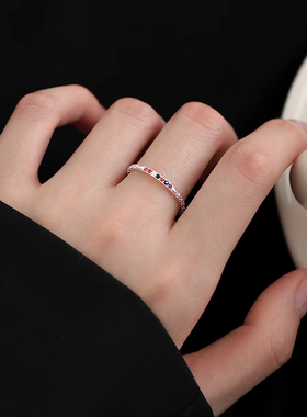 设计感轻奢~999纯银彩虹食指戒