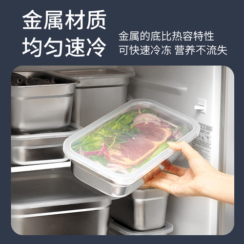 不锈钢雪糕盆冰淇淋专用保鲜盒长方形份数盆展示盒商用容器储存盒 - 图1