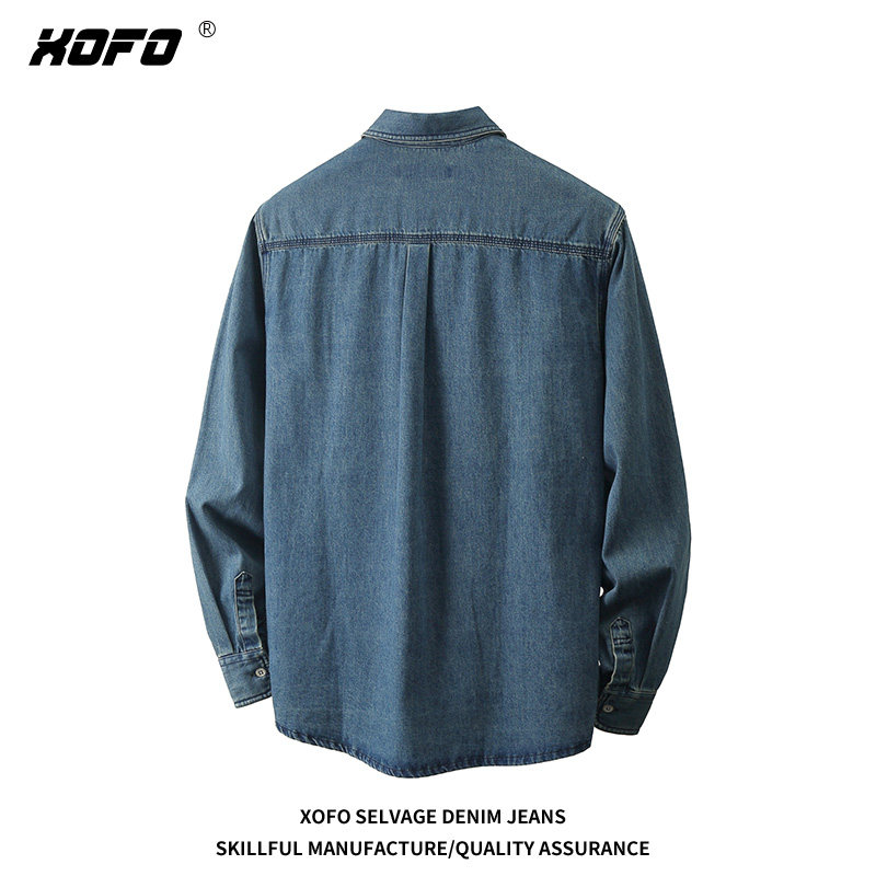 2025新款衬衣纯棉牛仔衬衫男双口袋工装风长袖宽松休闲衬衣外套潮,淘宝优惠券,粉丝福利购,淘宝优惠卷