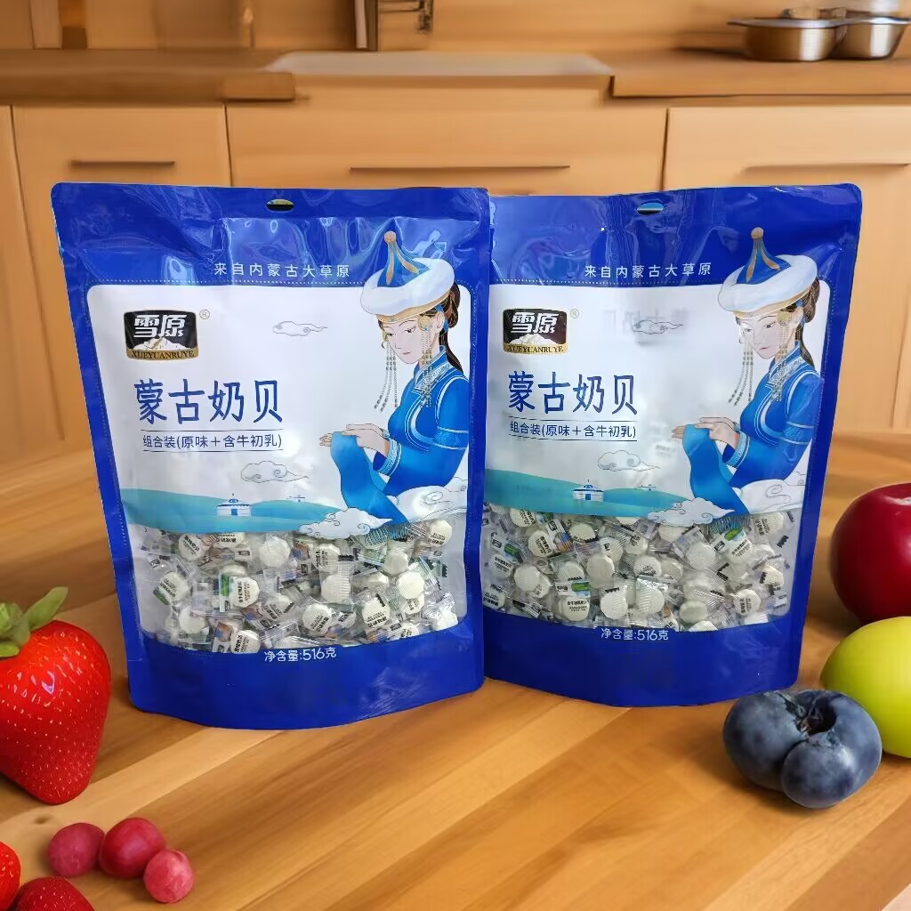 雪原蒙古奶贝516克组合装牛奶片原味含牛初乳味独立包装休闲零食 - 图2