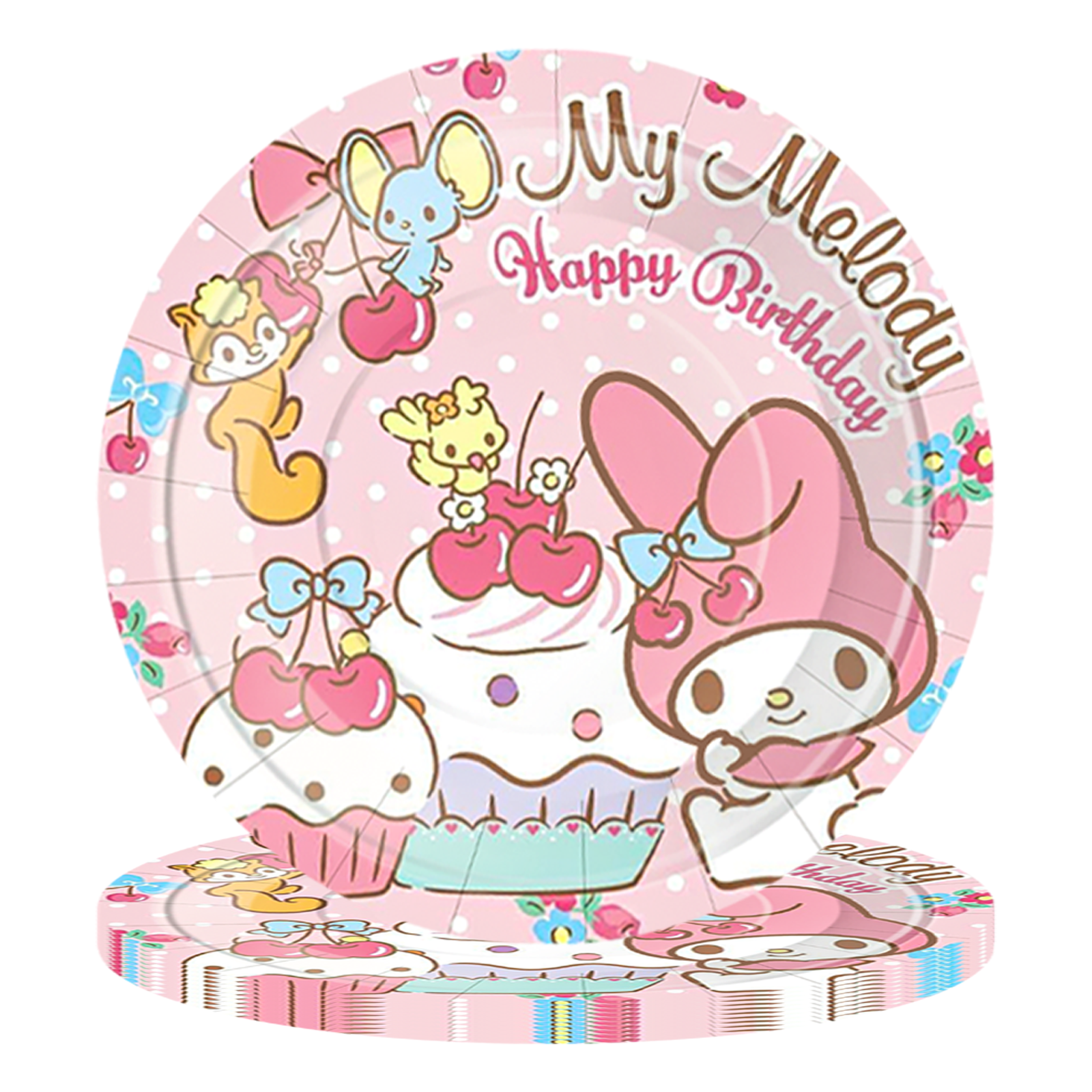 三丽欧美乐蒂Melody主题生日派对粉色场景装饰套装纸盘纸巾桌布,淘宝优惠券,粉丝福利购,淘宝优惠卷