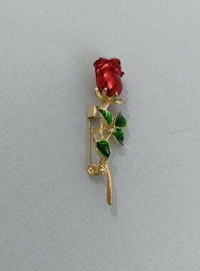 韩版红色玫瑰花胸针小清新防走光