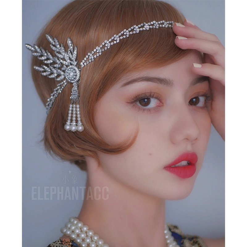 盖茨比同款发带舞会皇冠轻奢高级感礼服头冠复古派对晚宴小众头饰 - 图0