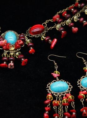 异域风新疆云南复古仿绿松石额链