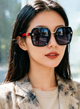 纪梵世轻奢女士大红色太阳镜方框显瘦女款偏光墨镜防强光气质女