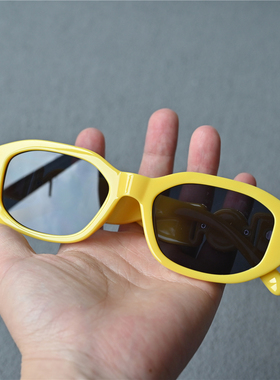 多边白框太阳镜女士男黄框墨镜大红色防强光眼镜拍照旅游出片神器