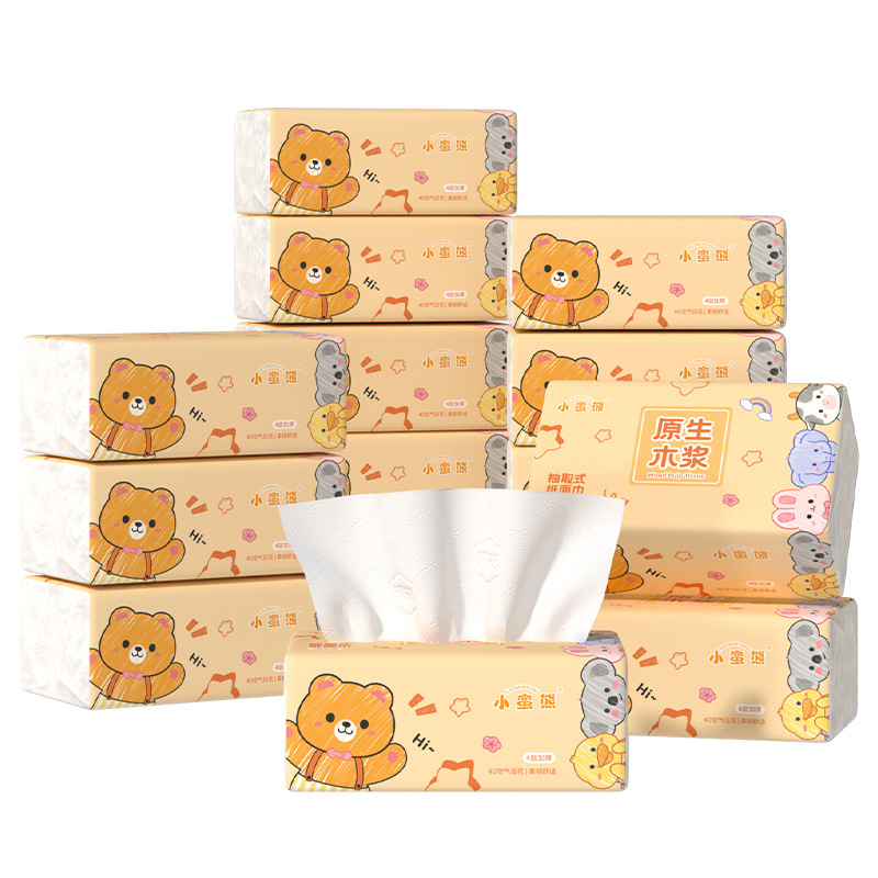 漫花小黄熊家用大包纸巾4层大尺寸抽纸囤货装面巾纸餐巾纸卫生纸 - 图3