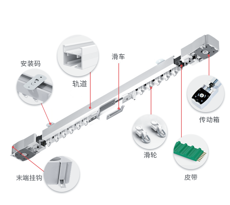 米亚电动窗帘轨道开合帘智能窗帘自动窗帘电动窗帘遥控自动轨道-图3