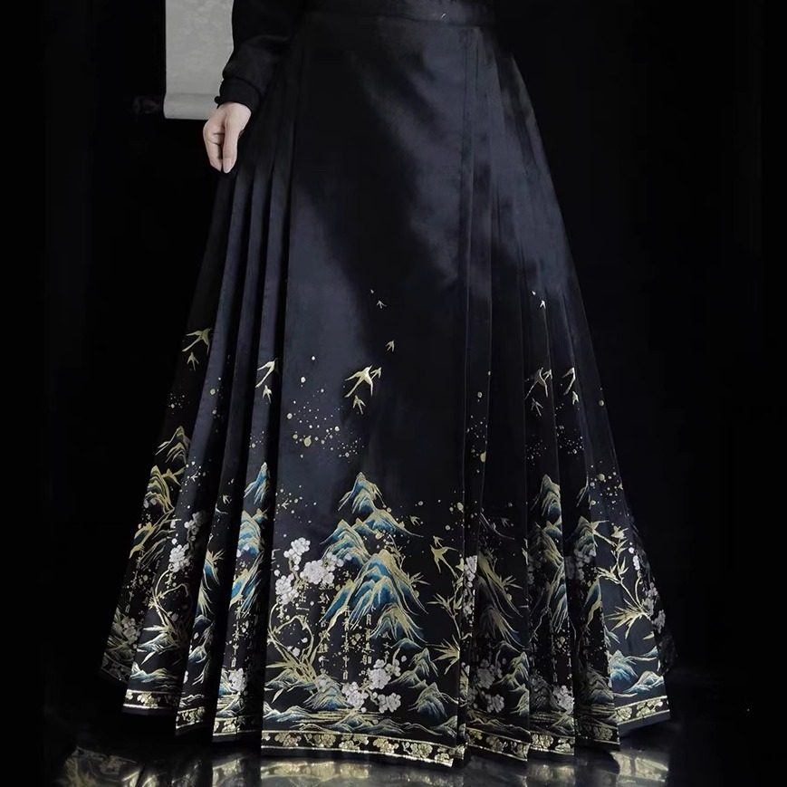 千里江山新中式马面裙原创日常小个子明制汉服女重工刺绣春季新款,淘宝优惠券,粉丝福利购,淘宝优惠卷