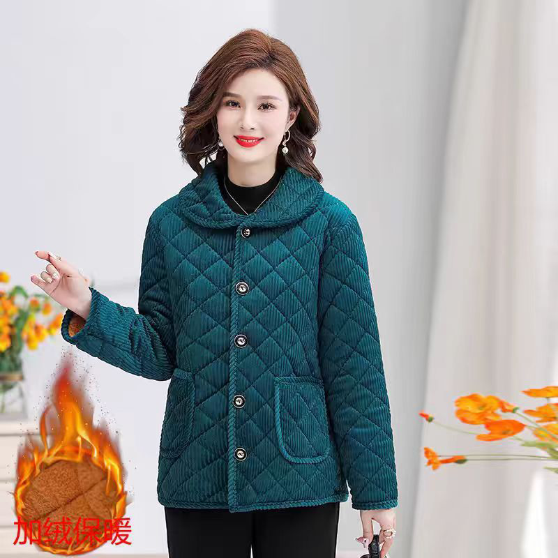 妈妈冬装外套中老年女士夹棉加绒短款棉衣2025新款碎花保暖小棉袄,淘宝优惠券,粉丝福利购,淘宝优惠卷