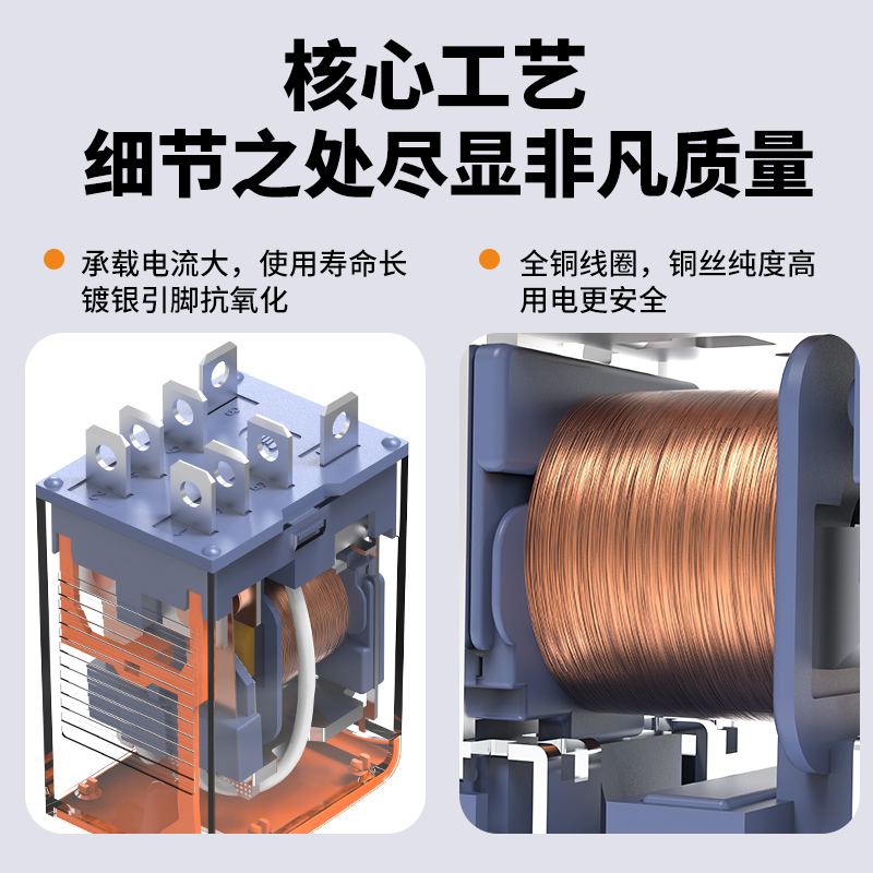蓝波中间继电器12V24V220V交流直流52P54P62P 电磁8脚14脚MY2NJ - 图2