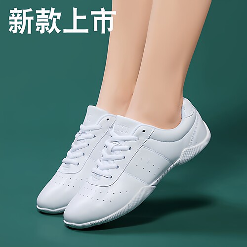 白色舞蹈鞋男体操训练鞋小白鞋竞技健美操鞋运动鞋啦啦操鞋女儿童 - 图0