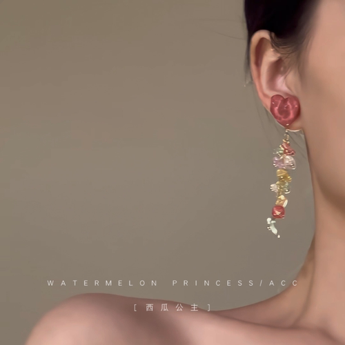 「Q糖爱心」夏日多巴胺耳环2025新款爆款高级感彩色流苏耳饰女 - 图1