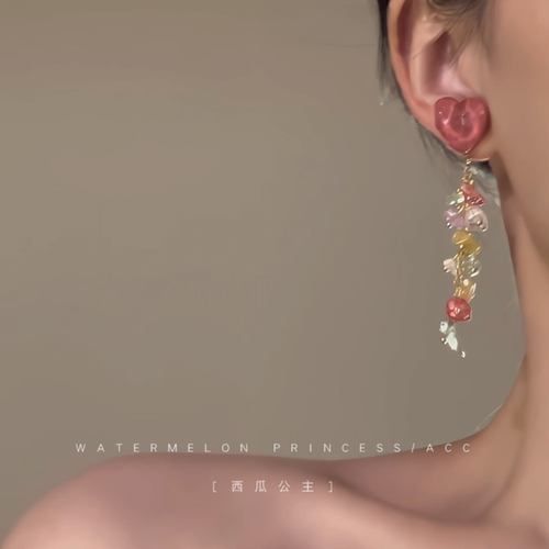 「Q糖爱心」夏日多巴胺耳环2025新款爆款高级感彩色流苏耳饰女 - 图3