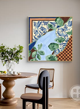 兰台图景北欧马蒂斯抽象餐厅艺术壁画玄关小众现代轻奢客厅背景墙