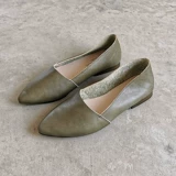 Иностранная торговля мягкая база простая и удобная женская обувь ретро заостренное во рту рта рот рот женская одиночная обувь кожаная бабушка обувь