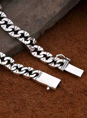 复古朋克古巴链编织光身马鞭链男